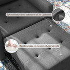 Canapé-lit Compact 3-en-1, canapé Pliant & ottomane avec Fonction lit, Fauteuil Convertible jusqu'à 200 kg, canapé-lit avec revêtement Effet Lin, Fauteuil pour Salon et Chambre d'amis, Gris foncé