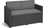 Allibert by Keter Monaco Salon de Jardin 4 pièces, Graphite/Gris, avec Coussins d'assise et de Dossier, en Plastique, Aspect rotin Plat