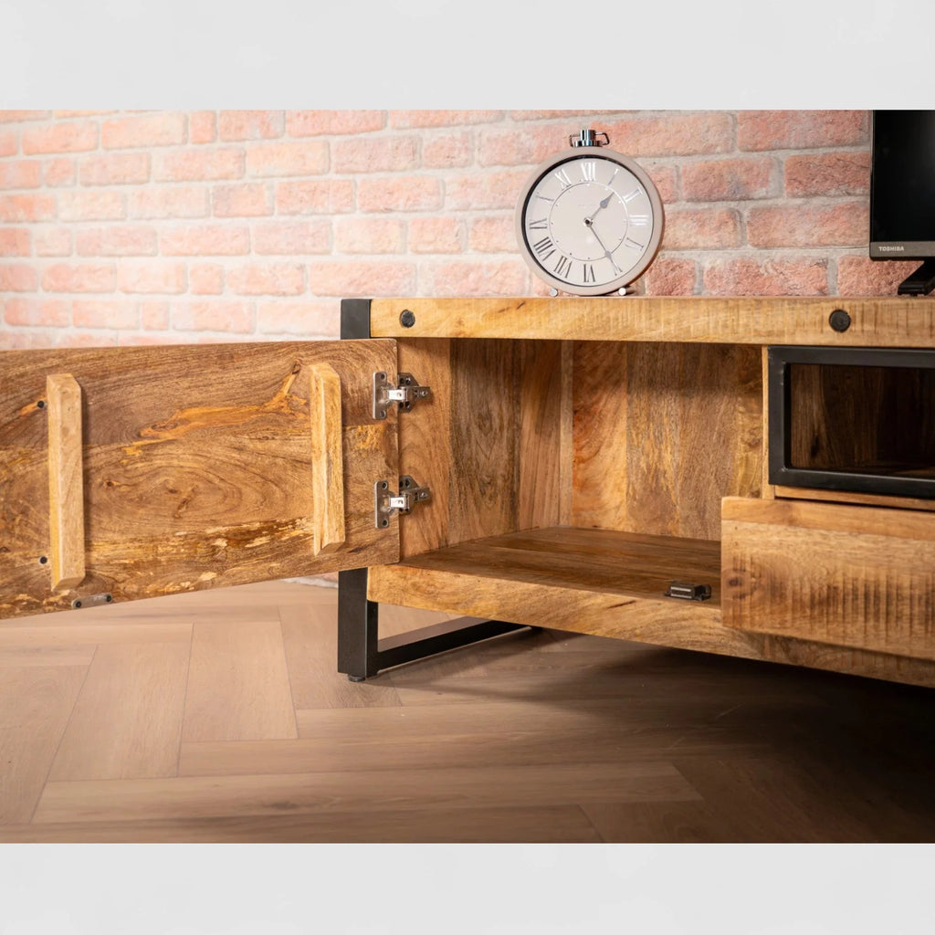 Iron Industrial Style Large Mango Wood Sideboard TV Unit