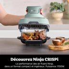 Ninja CRISPi Friteuse sans huile portable, 3,8L, 4-en-1 : Frire sans huile, Rôtir, Garder au chaud, Recroustiller, Design compact, 2 récipients avec couvercles, 1 700 W, Sauge FN101EUSG
