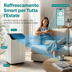 SereneLife Climatiseur Portable 14 000 BTU 4 en 1 – Clim Mobile Silencieuse avec Évacuation, Contrôle APP, Refroidissement, Chauffage, Déshumidificateur, Ventilation et Kit Fenêtre, jusqu’à 32 m²