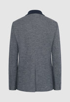 Veste à chevrons en laine et coton et col en maille