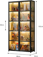 Vitrine avec porte en verre acrylique, vitrine curio à 5 niveaux pour objets de collection, double ouverture noire