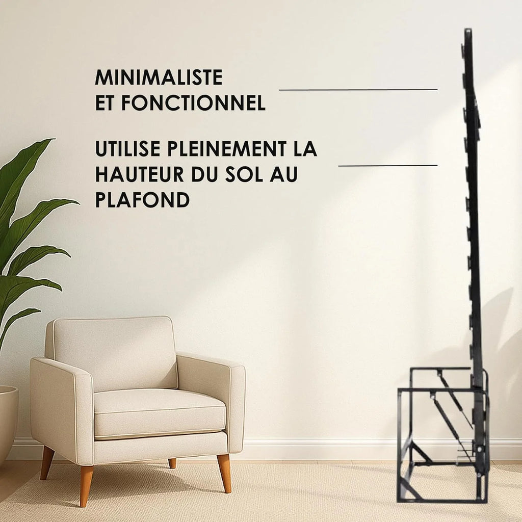 Lit Escamotable 2 Personnes - 140cm x 200cm - Lit Mural Rabattable - Vertical - Classique