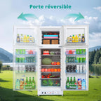 SMETA Frigo Gaz avec Congélateur, 265L, Réfrigérateur Congélateur Combiné Gaz/220V, Frigo Camping Gaz pour Camping-car, Garage, Caravane, Mobile-home, Blanc