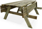 Alice's Garden - Table de Pique Nique Bois de pin + 2 bancs rabattables en Bois. 6 Places - PANCHINA - Table de Jardin Robuste en pin sylvestre
