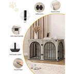 100cm Cage pour Chiens,Cage Chien de Taille Moyenne, Maisonnette pour Animaux,3 Portes, Porte arquée, 60 x 100 x 63 cm,Ivoire Clair