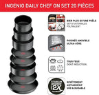 Tefal Ingenio Batterie de cuisine 20 p, Poêles, Casseroles, Induction, Revêtement antiadhésif résistant, Empilable, Compatible lave-vaisselle, Fabriqué en France, Daily Chef On L7619402