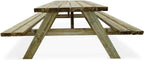 Alice's Garden - Table de Pique Nique Bois de pin + 2 bancs rabattables en Bois. 6 Places - PANCHINA - Table de Jardin Robuste en pin sylvestre