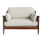 Marika 1 Seater Teak Wood & Rattan, Antique Brass Sofa
