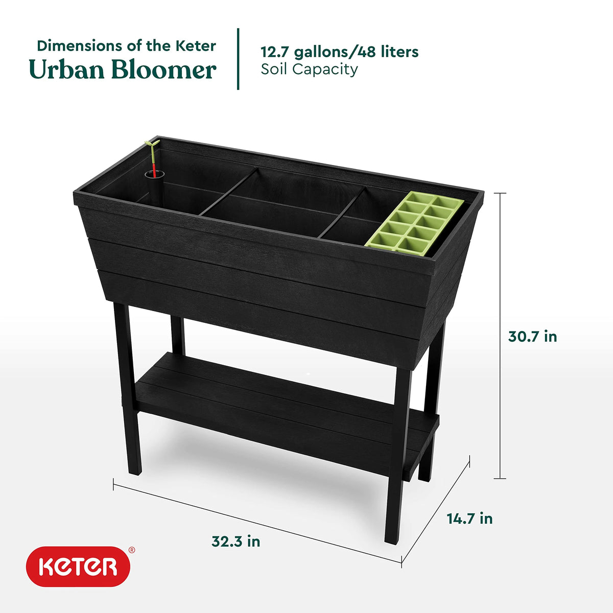 Keter Bloomer Jardinera Plástica Elevada en Grafito