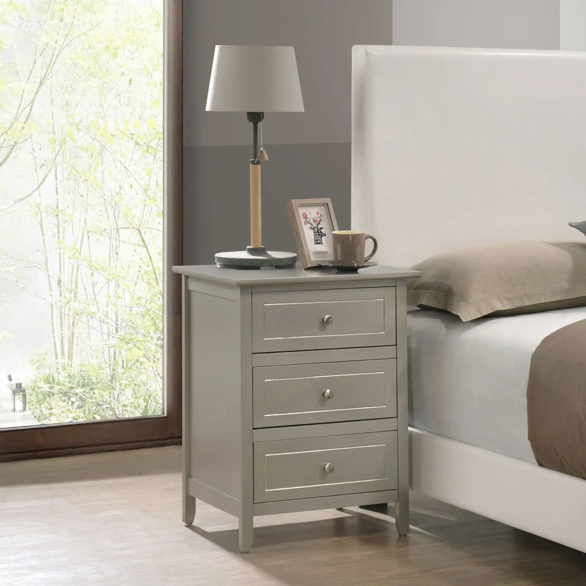 Daniel 3-drawer Transitional Wooden Nightstand