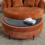 Modern Sofa Chair Round Accent Barrel Chair With 5 Pillows and Optional Ottoman