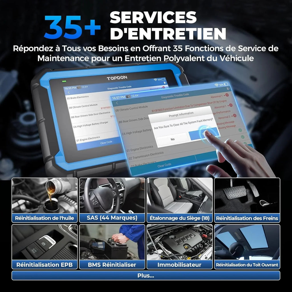 TOPDON ArtiDiag Pro valise diagnostic auto, 100 marques, 35+ services, codage ECU