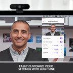 Logitech - Webcam 4K Pro 4096 x 2160 con Micrófono con Cancelación de Ruido - Negro