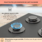 Klarstein Table de Cuisson à Gaz, Plaque de Cuisson Gaz à 5 Brûleurs, Table de Cuisson Encastrable à 5 Feux de 10400W, Cuisiniere Gaz, Gaziniere Gaz avec Brûleurs en Acier Inoxydable, Cuisinières GPL