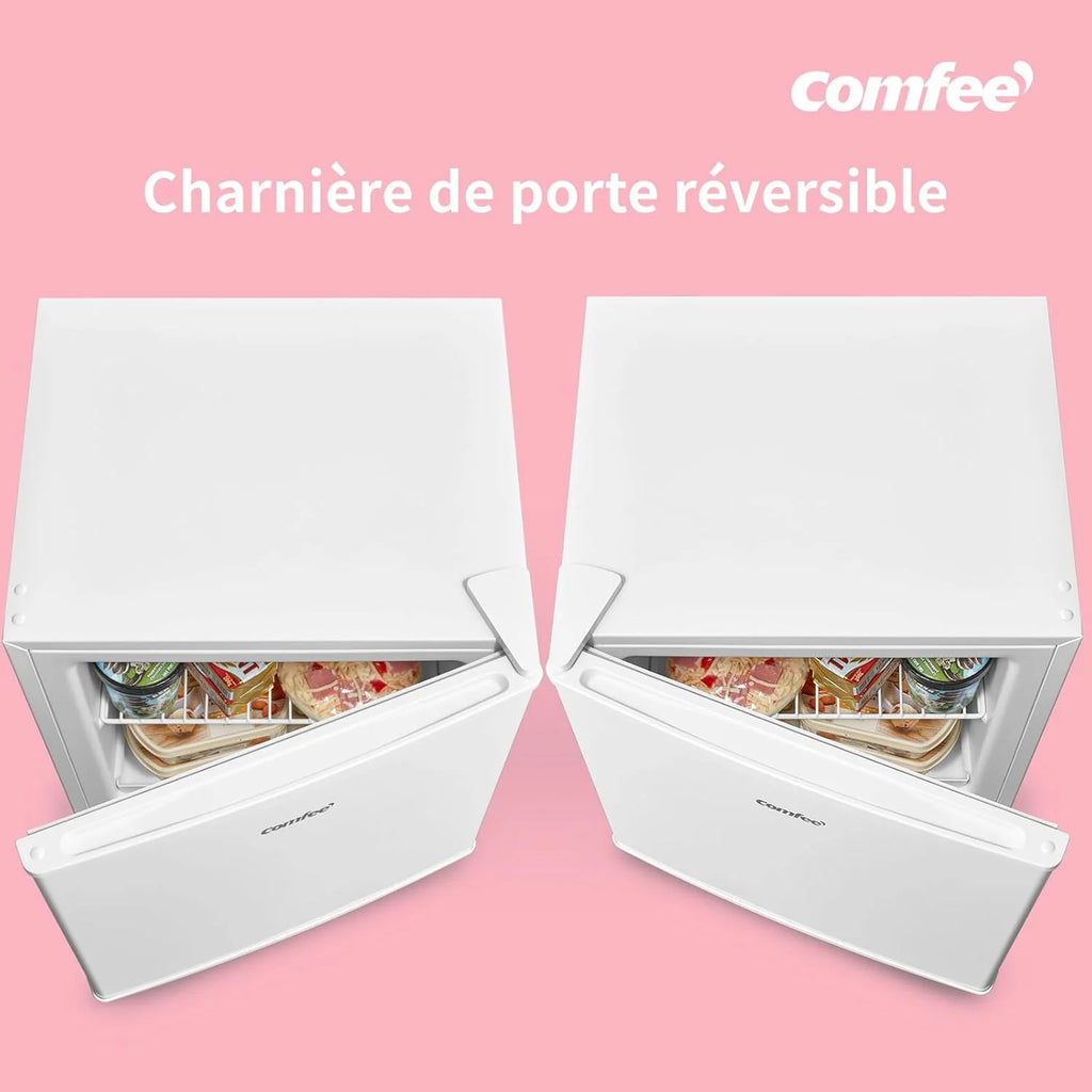 COMFEE' RCU40WH2(E) 31L Mini Congélateur, Porte Réversible, 4 Étoiles, Silencieux, pratique dans le Bureau, l'Hôtel et la Maison, Blanc