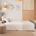 Don Descanso, Sofá Cama 3 plazas Reine, Tapizado en Tela, Sistema Apertura de Libro o Clic-clac, Medida sofá: 201x73x79 cm, Medida Cama: 201x99x42 cm, Incluye 2 Cojines, Gris Claro
