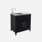 Cocina Exterior De Acero Con Fregadero De 80cm, Negro