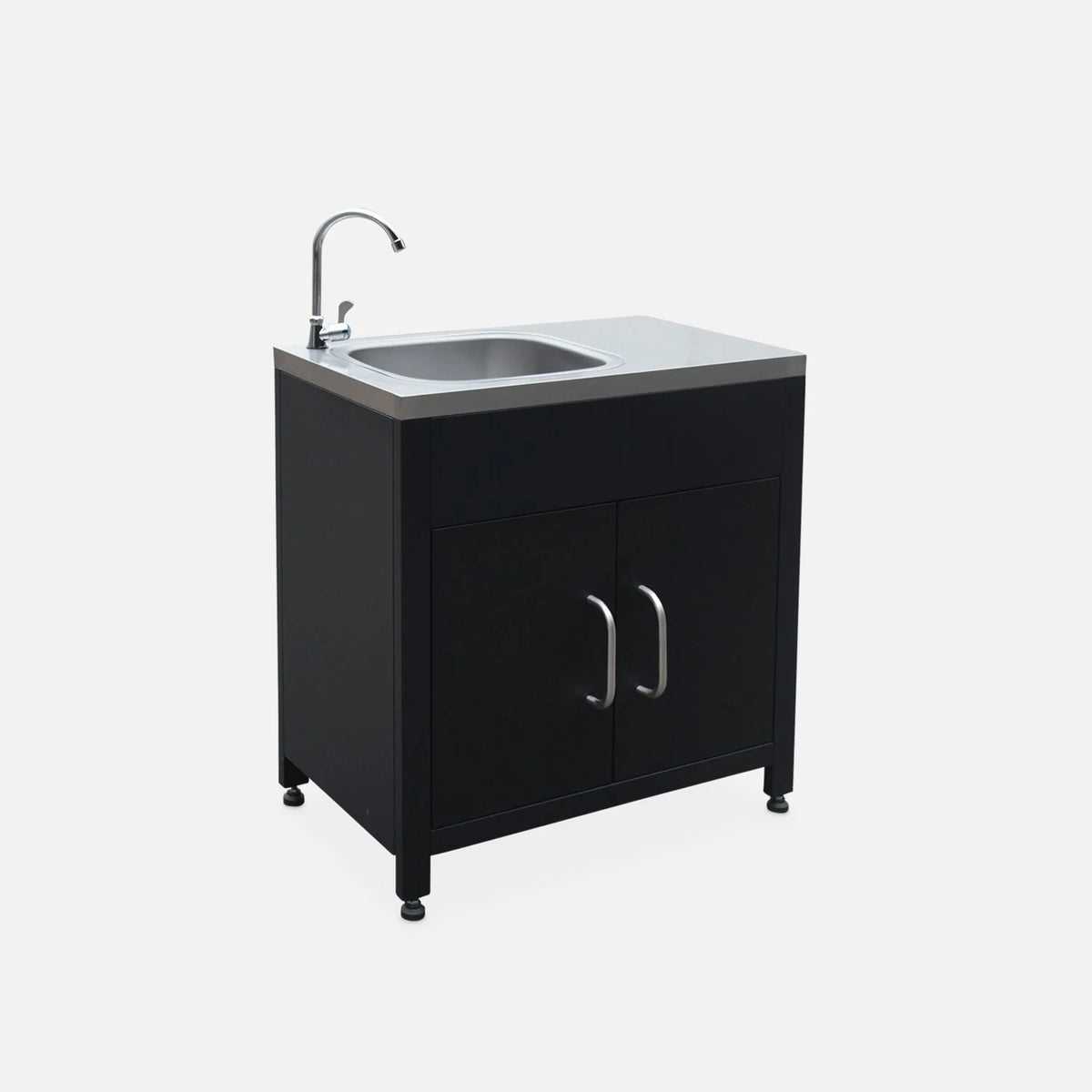 Cocina Exterior De Acero Con Fregadero De 80cm, Negro