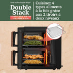 NINJA Double Stack XL Air Fryer 2 Compartiments Verticale, Compact, 4 Niveaux de Cuisson, Capacité de 9,5L, Air Fryer 6-en 1, Pièces Antiadhésives Amovibles Lavables Au Lave-Vaisselle, Noir/Cuivre