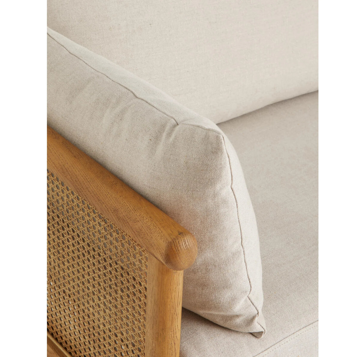 Manora 3 Seater Oak Wood & Rattan Sofa