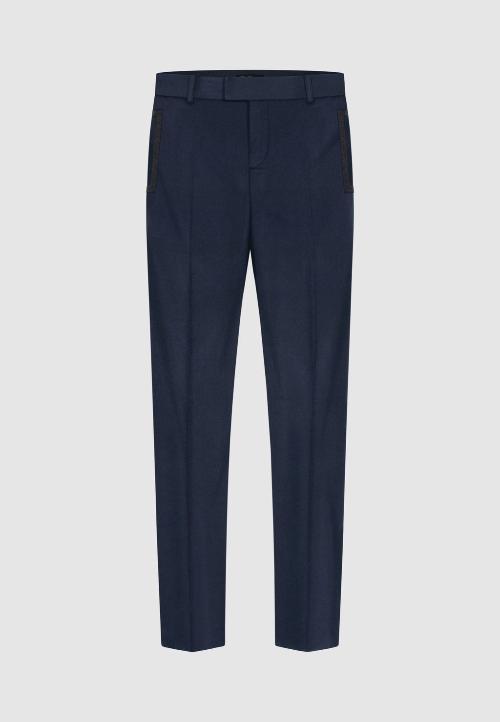 Pantalon en flanelle de laine bleu à poches rectangulaires