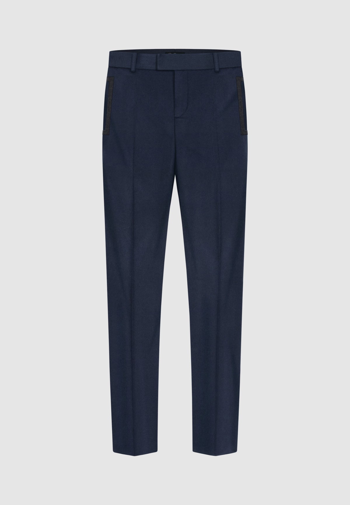 Pantalon en flanelle de laine bleu à poches rectangulaires
