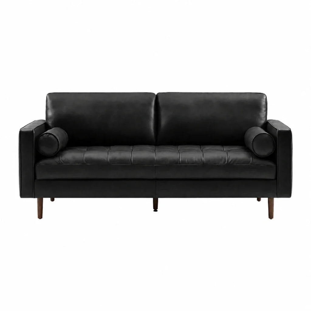 Patrice Leather 3 Seater Sofa (Black)