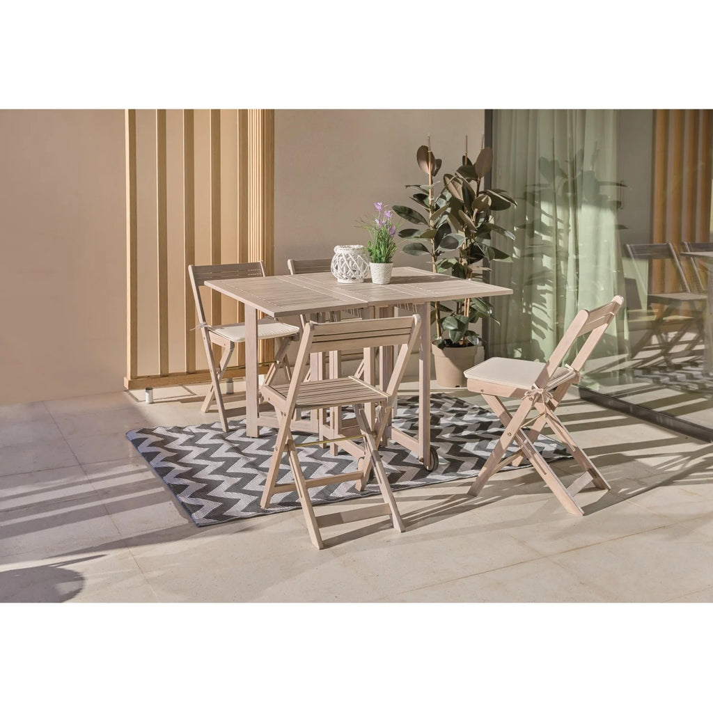 Conjunto de Balcón Mesa + 4 Sillas Madera de Acacia, Corfú