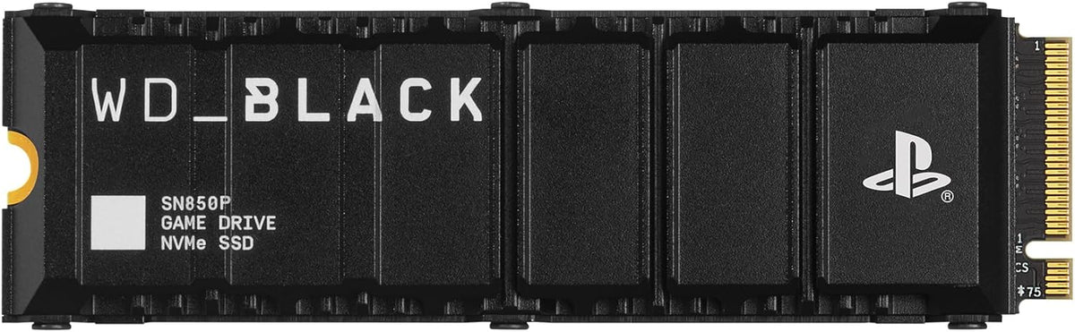 WD_BLACK SN850P 2 To PS5 SSD, Disque SSD interne, Lecture jusqu'à 7300 Mo/s, M.2 2280 PCIe NVMe, Carte d'extension PS5, Officielle pour et PS5 Consoles, avec dissipateur Thermique, Noir