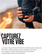 Canon PowerShot G7 X Mark III (Noir) - Appareil Photo numérique avec capteur 1 Pouce et vidéo 4K - Idéal pour Le vlog - Wi-FI et Bluetooth - Adopté par Les Créateurs Nomades