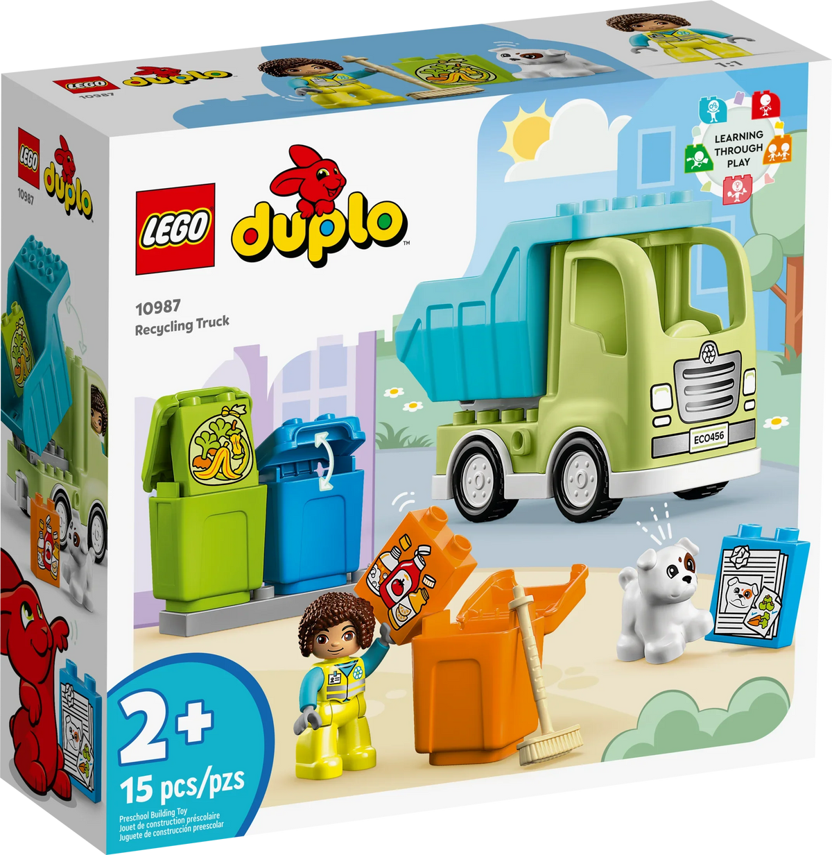 LEGO DUPLO Ciudad Camión de Reciclaje 10987, Set de Construcción de Juguete, Aprende Jugando con este Regalo Creativo STEM para Niños y Niñas de 2 Años en Adelante, Incluye 3 Contenedores para Clasificar la Basura