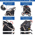 Coche Deportivo para Correr con Ruedas de Goma Confort / Entrada sin Cremallera / Plegado Rápido con Una Mano / Estructura de Aluminio para Perros, Gatos y Mascotas Pequeñas o Medianas (Camuflaje Verde)