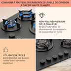 Klarstein Table de Cuisson à Gaz, Plaque de Cuisson Gaz à 5 Brûleurs, Table de Cuisson Encastrable à 5 Feux de 10400W, Cuisiniere Gaz, Gaziniere Gaz avec Brûleurs en Acier Inoxydable, Cuisinières GPL