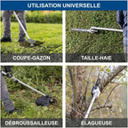 Scheppach Appareil multifonction 4 en 1 BC-MFH400-X 20V Brushless Multigarten, débroussailleuse, taille-haie, haute série 20V-IXES | avec batterie de 2 Ah et double chargeur
