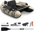 GYMAX Bateau Pêche Gonflable Portable, avec Pagaie, Règle à Poisson, Porte-Canne, Palmes, Pompe, Poches de Rangement, Tansport Pratique avec Bandoulières