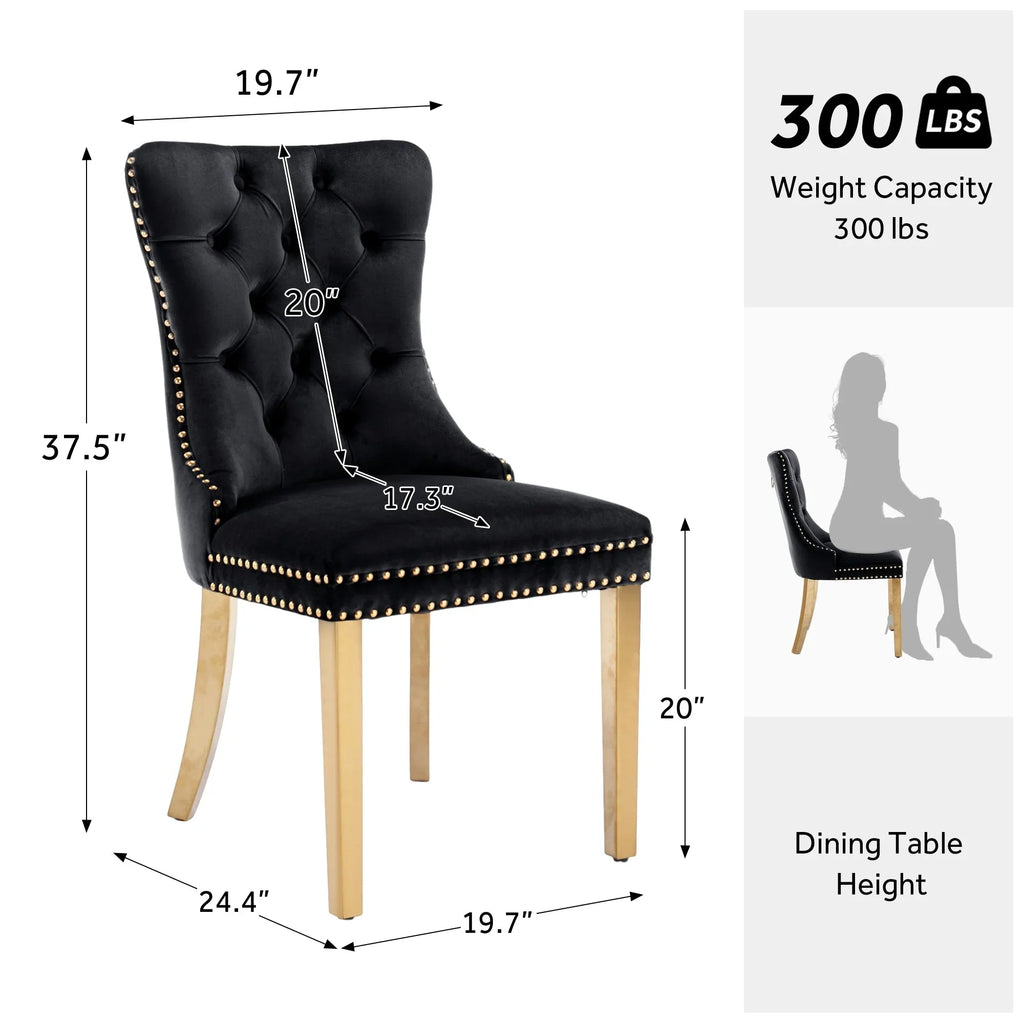 Upholstered Tufted Velvet Dining Chair with Solid Wood Legs Set of 6