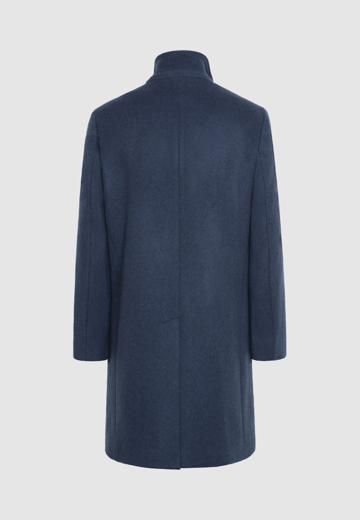 Manteau en laine col officier bleu et gris