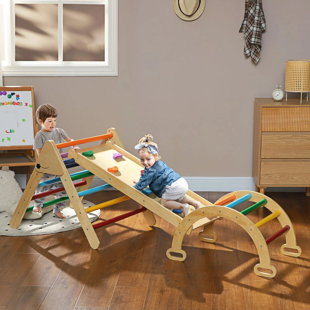 Triángulo De Escalada De Madera 5 En 1 Multicolor Aiyaplay