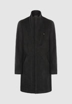 Manteau zippé en laine gris foncé