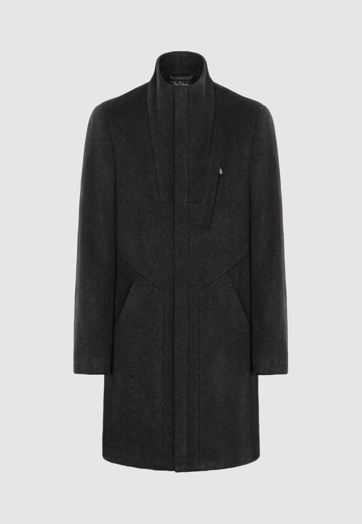 Manteau zippé en laine gris foncé