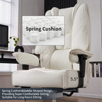 Silla de Oficina Alta y Ancha para 400 lbs, Silla Ejecutiva de Cuero con Respaldo Alto y Reposapiés, Silla Ergonómica con Soporte Lumbar para Aliviar el Dolor de Espalda Baja (Beige)