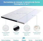 Amazon Basics Surmatelas de Mousse à Mémoire de Forme confortable, Très Moelleux, 160 x 200 x 7 cm, Blanc