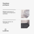 KLARSTEIN Big Daddy Cool - Frigo réfrigérateur, réfrigérateur combiné, Compartiment bouteilles, Bac légumes, Eclairage intérieur, Look moderne, Nettoyage facile, Pieds réglables, 86 L - Argent