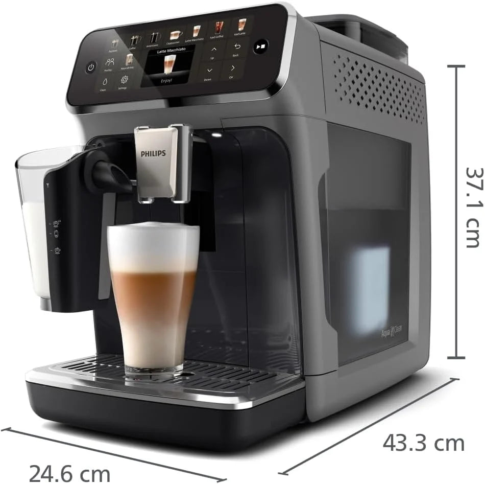 Série 5400 Machine Expresso - Café à Grain - LatteGo Mousseur à Lait, 12 Spécialités de Café, Affichage Intuitif, 4 Profils Utilisateur, Chrome (EP5447/90)