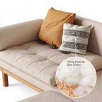 Japandi Solid Wood Recessed Arms Folding Sleeper Sofa Bed