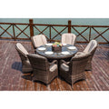 7 Pieces Outdoor Rattan Wicker Patio Round Dining Set with Cushions by Moda Furnishings