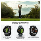 Garmin Approach S44 Essential Golf GPS Smartwatch Écran AMOLED Fonctionnalités sur Le Terrain Lunette en Aluminium argenté avec Bracelet en Silicone Noir