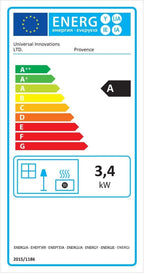 Universal poêle à gaz Provence 3,4 kW rouge, effet poêle à bois en fonte véritable, chauffage d’appoint avec tuyau gaz et détendeur